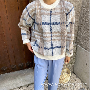 Hot sale Women's Loose Check wool sweater